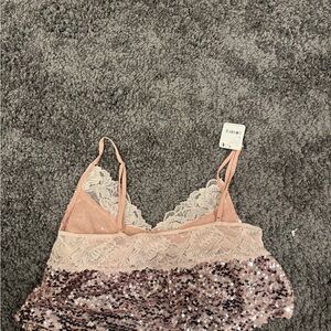 Free People Sequin Lace Tank Top, S, NWT